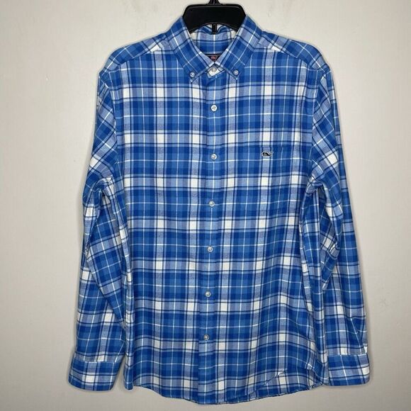 VINEYARD VINES Performance Shirt Men Medium Plaid Button Down Flannel Tucker - Picture 1 of 11